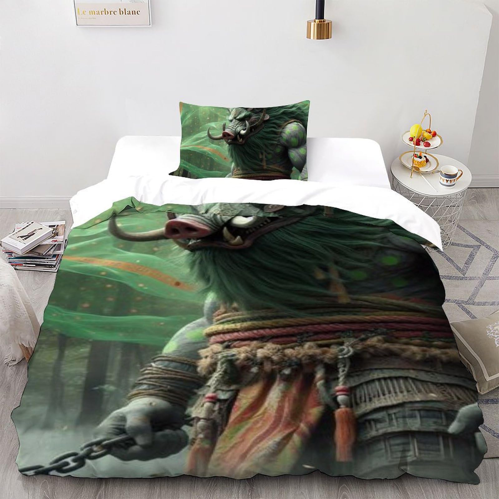Housse de couette sanglier literie microfibre animaux 135x200 imprimé 3D taie d'oreiller fille