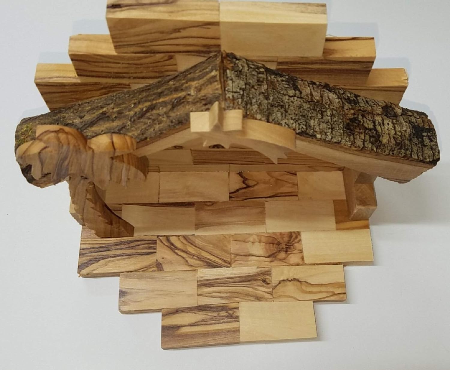 Bethlehem Gifts TM Handcarved Bethlehem Olive Wood Miniature Nativity Scene Set with Stable 12 Pieces (Stable 4.5" and 2.75" Figurines)
