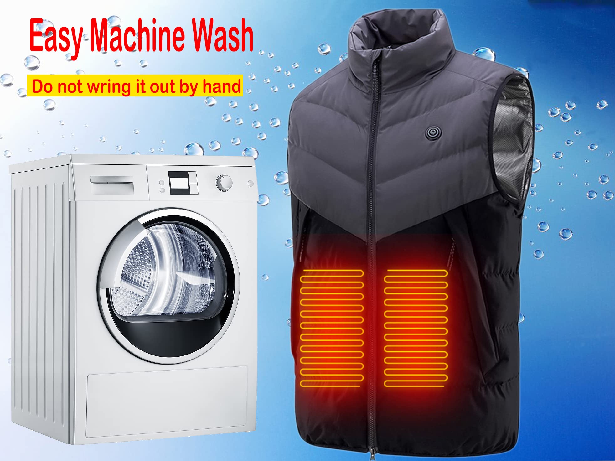 Chaleco calefactable para Hombre, Chaqueta térmica de Invierno con Carga USB eléctrica y 3 temperaturas Ajustables (sin batería Externa) (Azul Marino, Talla XS)