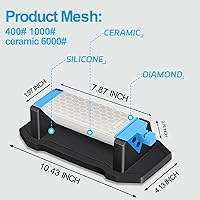 Vista 4 de Diamond Sharpening Stone,3 Side 400/1000/6000 Grit Premium Industrial Diamond & Ceramic Whetstone Knife Sharpener Stone With Edge Grip holder and