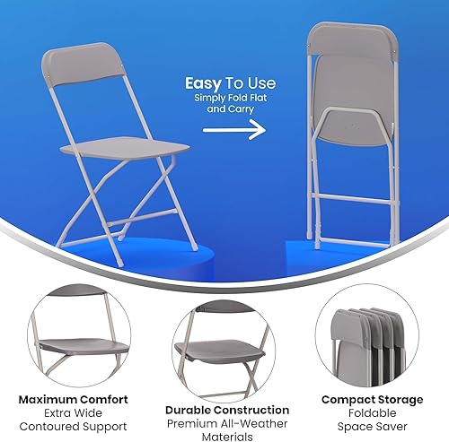Vista 400 de Flash Furniture Hercules - Silla plegable comercial grande y alta, extraancha, capacidad de 650 libras de plástico duradero, color negro, paquete