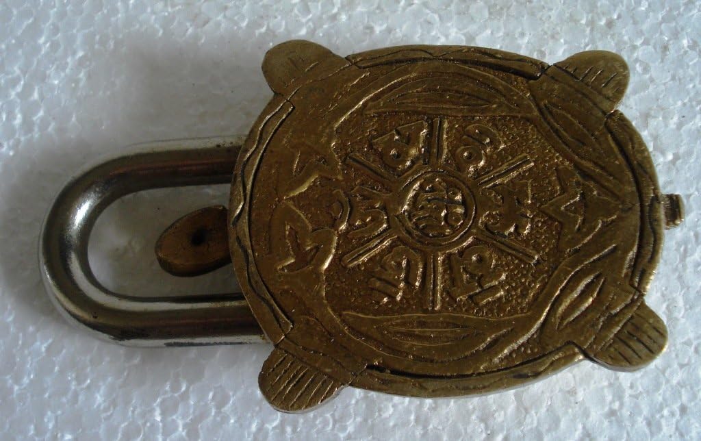 Promo 40% OFF Brass Padlock - Lock with Keys - Working Functional - Brass Made - Type : (Tortoise - Brass Finish)