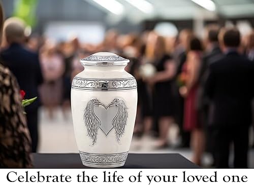 Miniatura 6 de Urna de recuerdo de corazón de alas de ángel, mini urna de cremación de corazón para cenizas, alas de ángel hechas a mano y urna para compartir