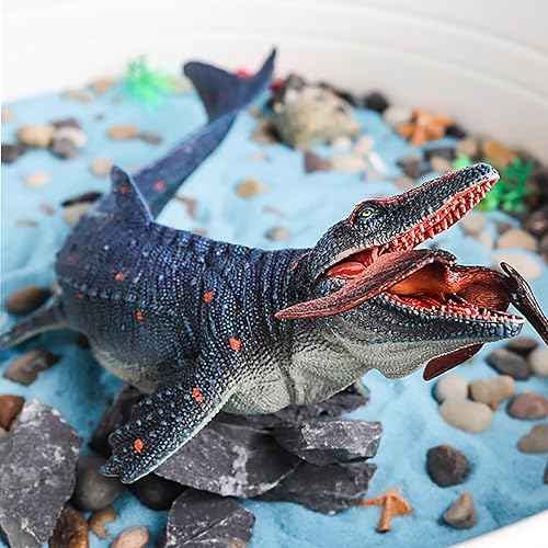 Miniatura 4 de fromeasy Mosasaurus - Mosasaurio de mandíbula móvil con pterodáctilo, figura de acción de dinosaurio prehistórico de Pteranodon, gran regalo,