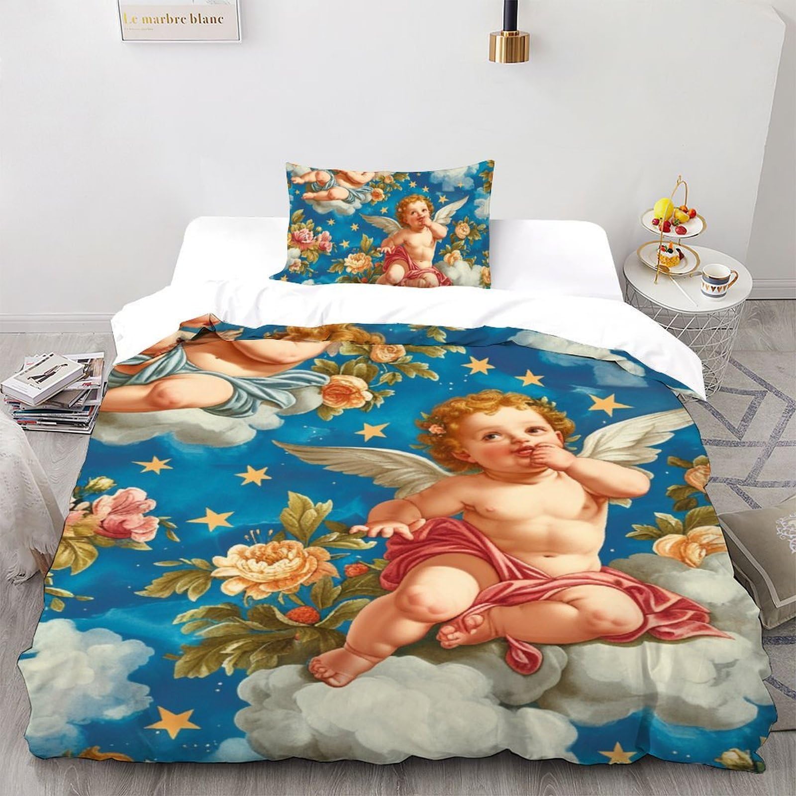 Housse de couette enfant 135x200cm Angel avec ses 2 taies d'oreiller