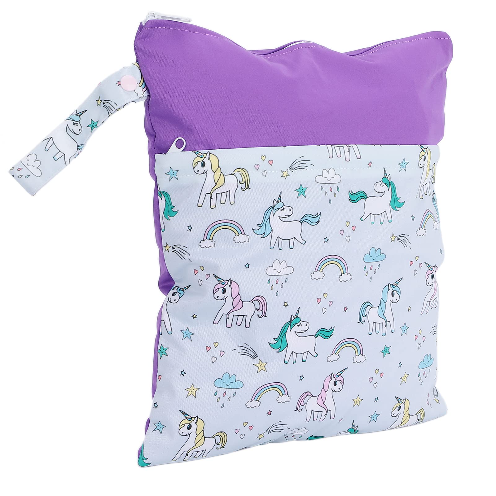 Baby Cloth Diaper Wet Dry Bags, Waterproof 4 Different Patterns Practical Wet Dry Bags Cute Cartoon Pattern for Soiled Baby Items for Swimsuit(Horse)-image-29