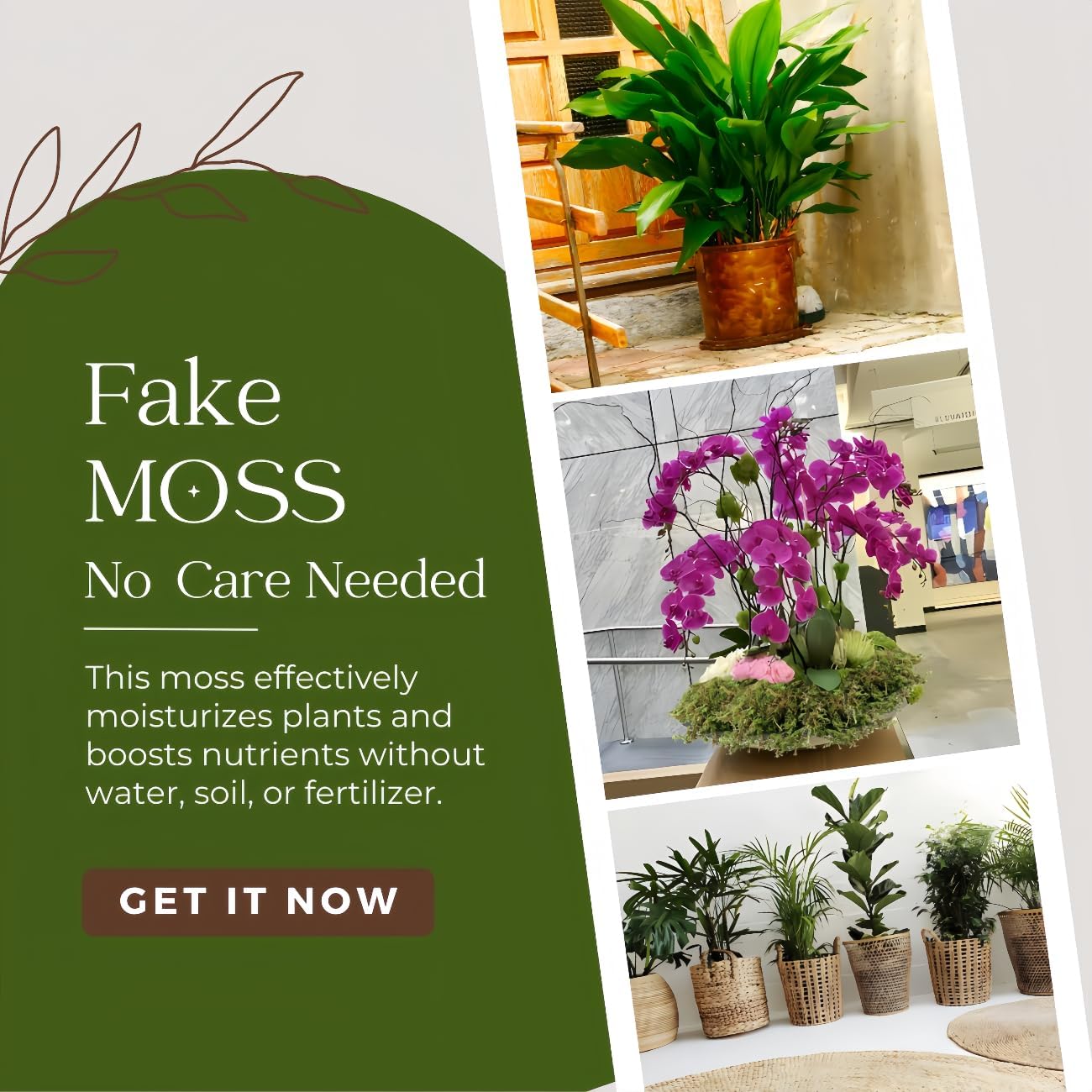 BYHER 2.2LB Large Capacity Fake Moss for Plants Indoor, 35 OZ Fresh Green Moss for Potted Plants Craft Moss for Home & Office Decor Fairy Garden Decoration (Fresh Green - 992gr)