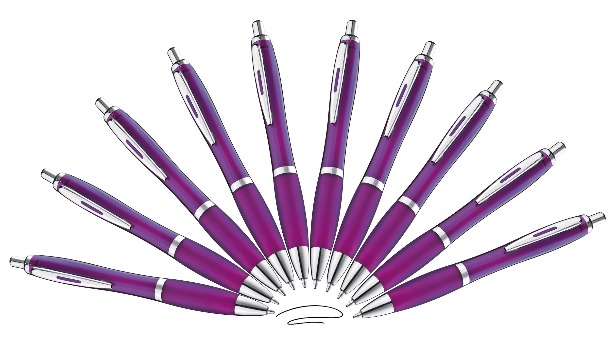 Libetui 10 Ballpoint Pens Black Writing - Purple Pens with Ergonomic Grip Zone, Large Capacity Refill & Clip, Retractable Ballpoint Pens for Office, School & Everyday Use