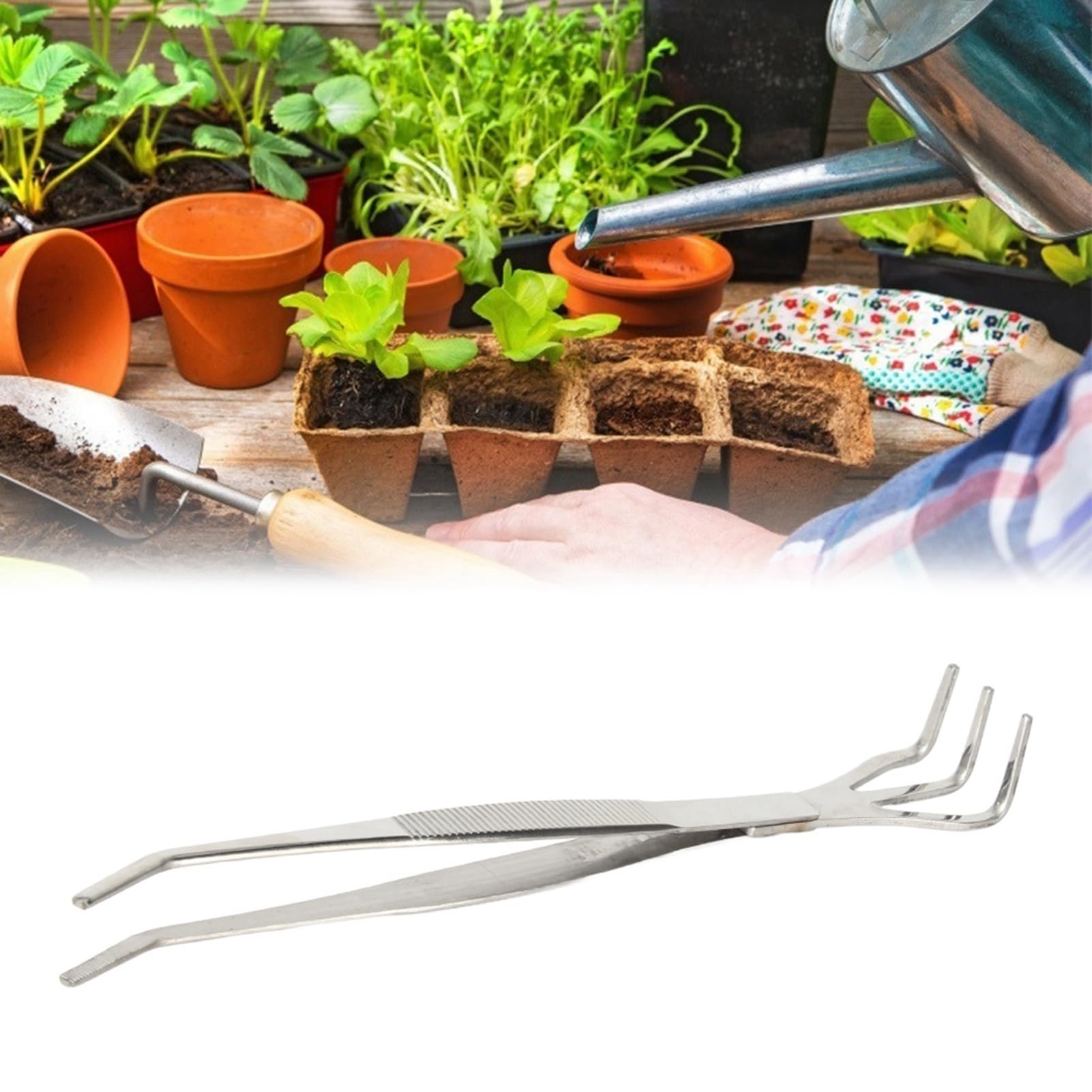 Strumento Bonsai 2 in 1 Bonsai in Acciaio Inox e Strumento di Giardinaggio Radice della Radice + Pinzette per Piante da Giardinaggio Fiori