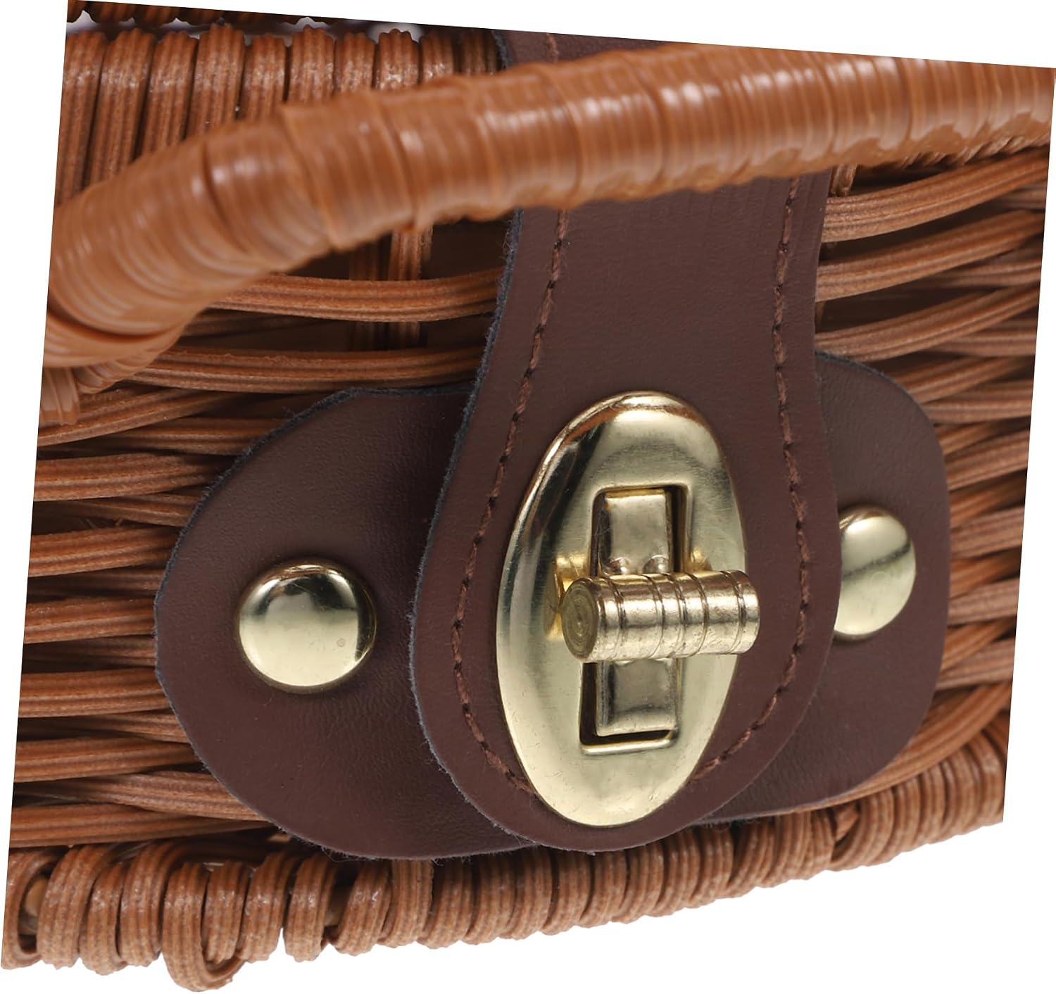 Portable Picnic Basket Storage with Handle Imitation Rattan Camping Kitchenware Bag