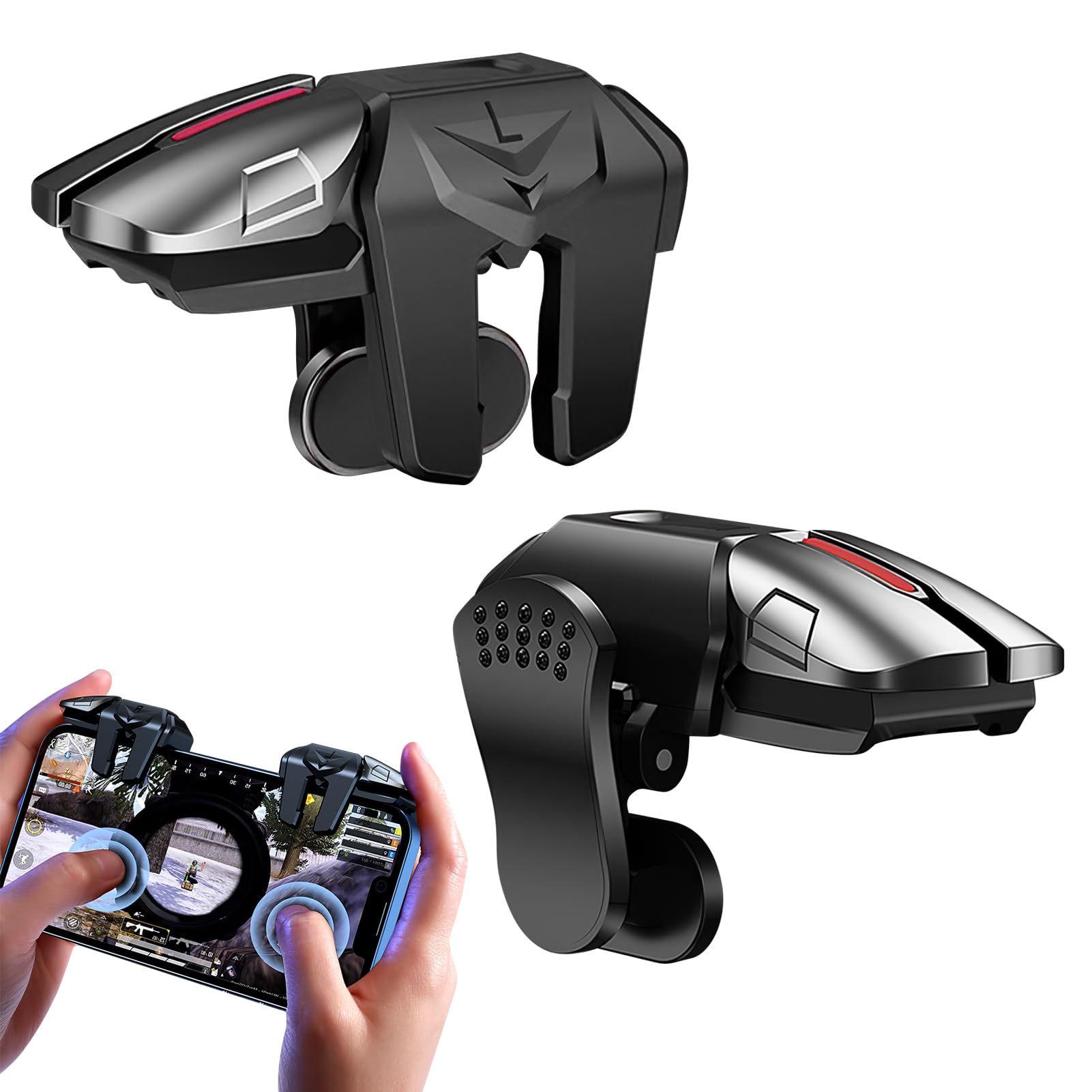 OusSee PUBG Mobile Controller, Mobile Game Trigger, 4 Triggers L1R1 L2R2 Mobile Phone Controller Joystick Compatible with iPhone and Android Smartphones