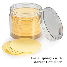 GAINWELL 50-Count Compressed Facial Sponges with Storage Container, for Facial Cleansing, Reusable Makeup Remover, Portable, Suitable for Travel, Yellow