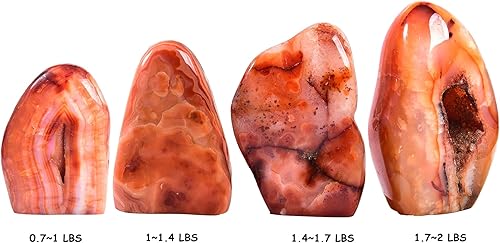 Miniatura 6 de AMOYSTONE Piedra decorativa de ágata roja curativa torre de piedra decorativa pulida decoración del hogar, individual irregular 1.7  2 libras