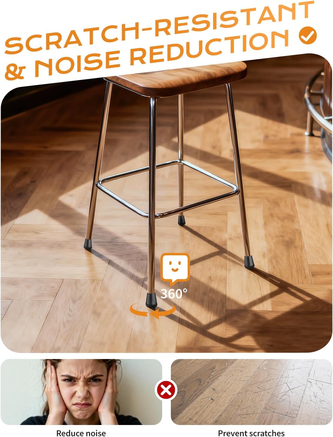 24 PCS Silicone & Felt Chair Leg Floor Protectors - Scratch Proof & Noise Reducing Furniture Caps for Hardwood Floors - Round XS Fits 9/16" to 12/16" (15–19mm), Black