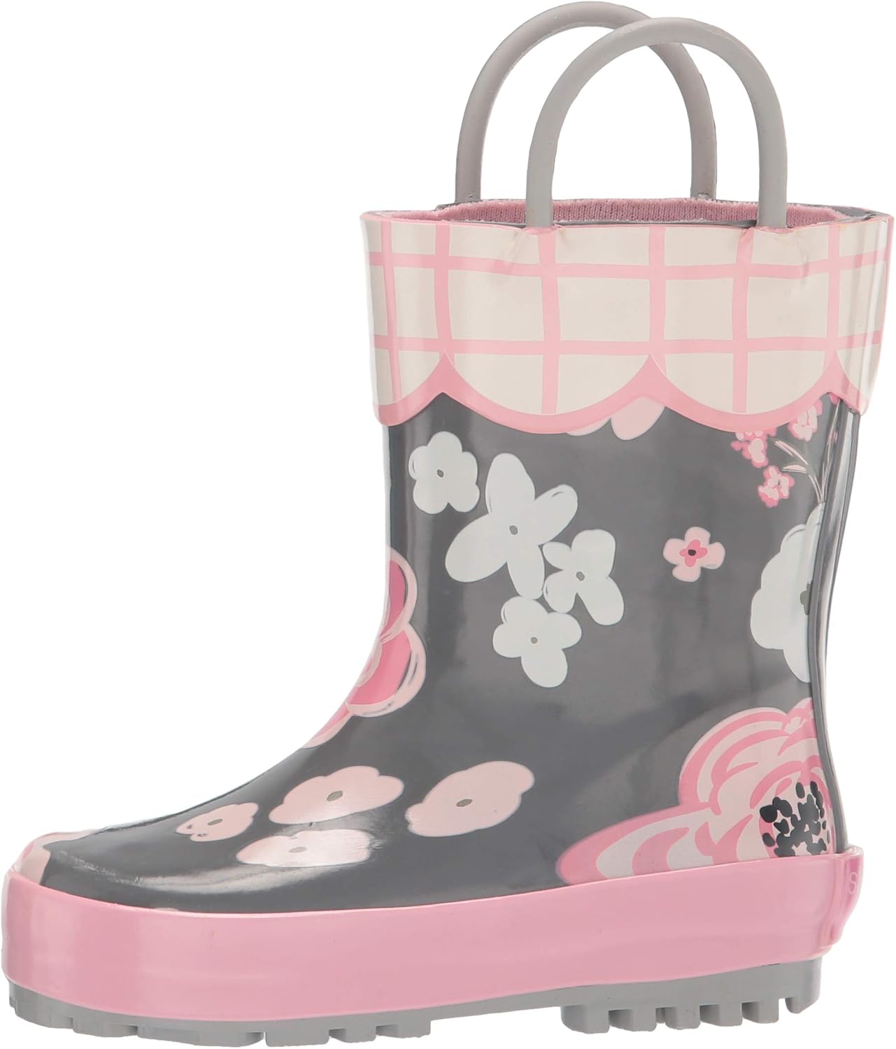 Stephen Joseph Kids Rain Boots, Charcoal Floral, 11