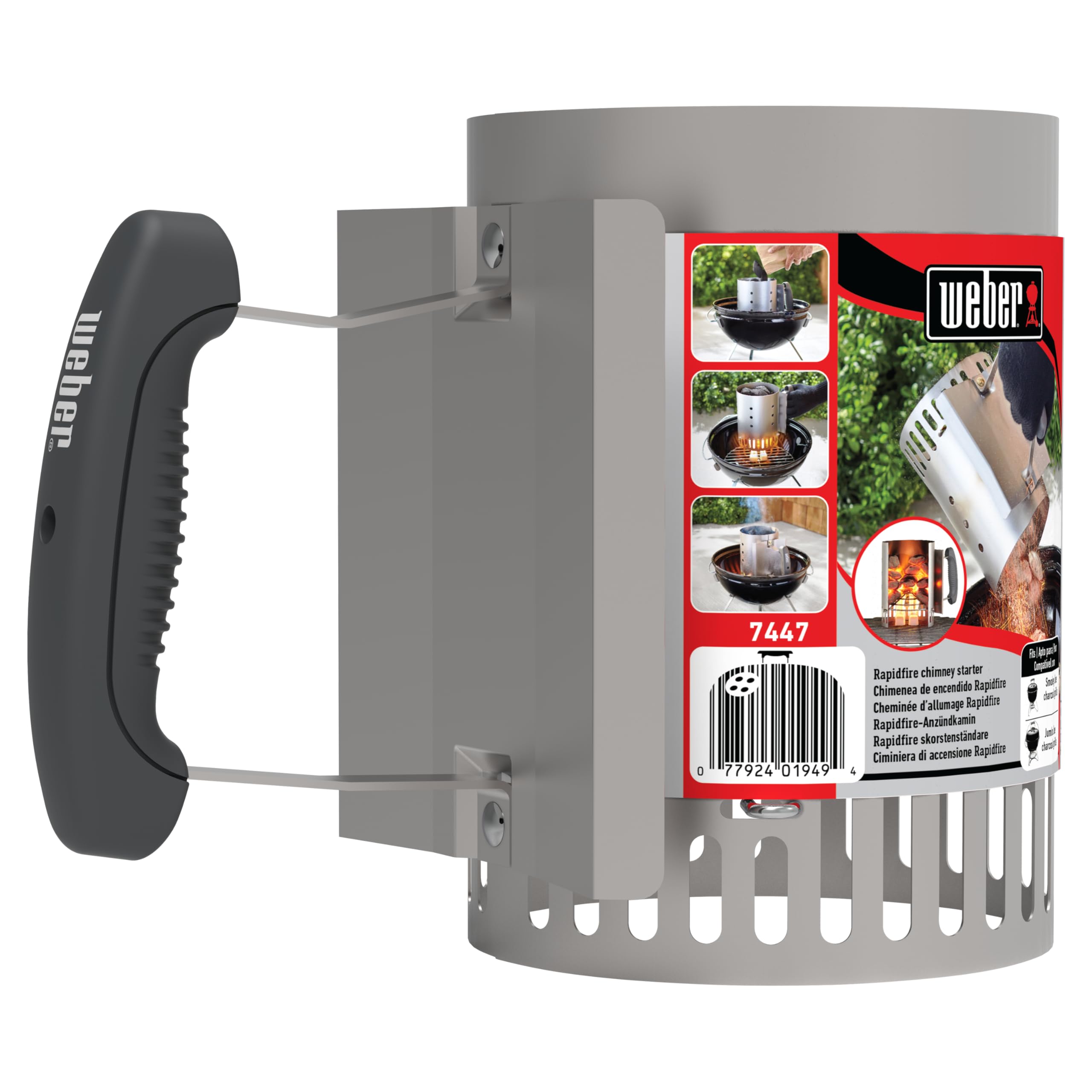Weber Accenditore a Ciminiera Piccolo 20cm, BBQ Compatto con Due Manici, per Griglie Carbone Ø 47cm