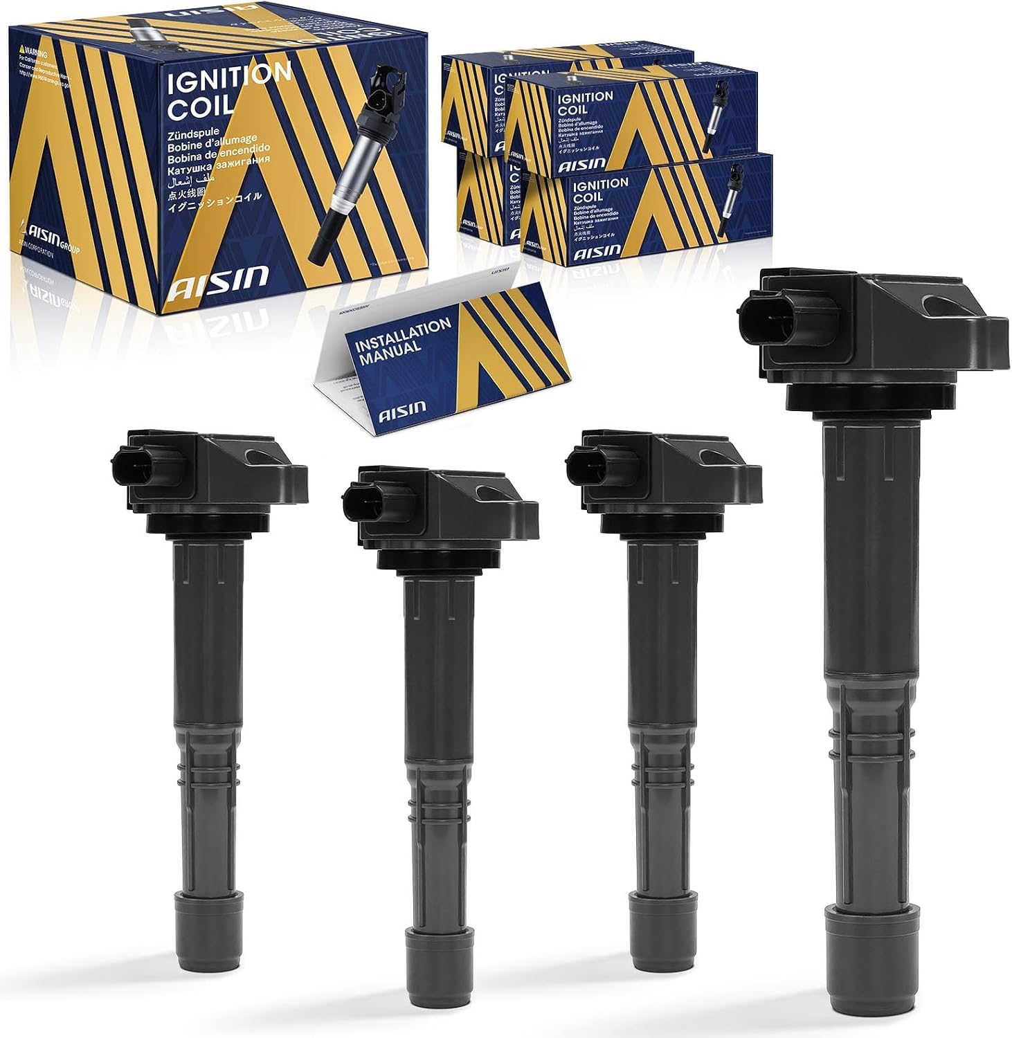 AISIN Ignition Coils (Pack of 4) - Direct Replacement for 2.4L 4-Cylinder