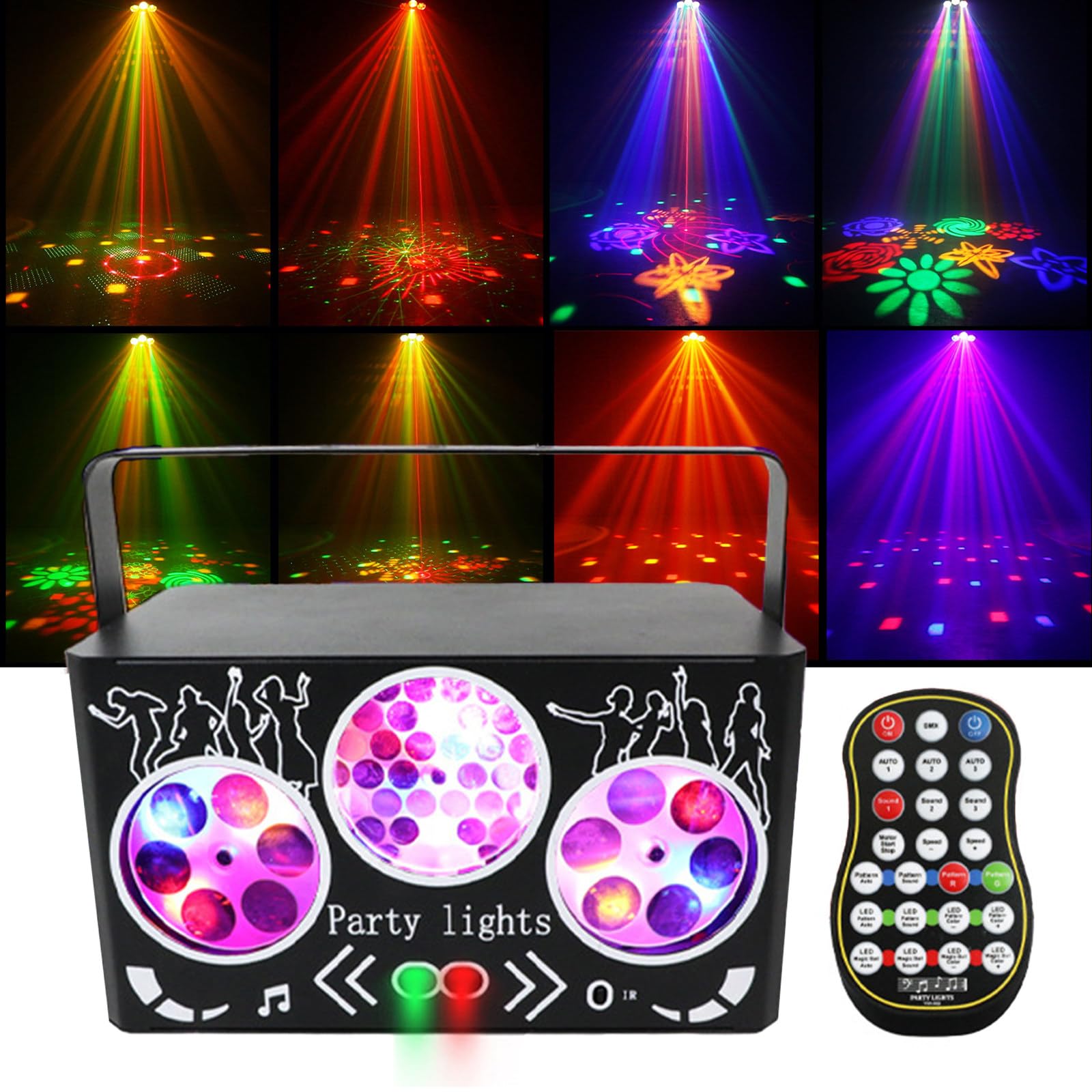 Luz Para Fiestas De Dj Disco, Rgbw 4 En 1, Efecto De Patrón, Luz Láser, Control De Sonido Dmx512, Luz De Escenario, Luces Estroboscópicas LED Para Dj,Club,Fiesta,Ktv,Bar,Boda,Evento,Espectáculo