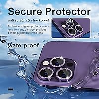 Vista 3 de Misea [3+1] for iPhone 14 Pro/iPhone 14 Pro Max Camera Lens Protector Bling, 9H Tempered Glass Camera Cover Screen Protector Metal Individual Ring
