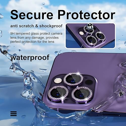 Miniatura 268 de Misea [3+1] Protector de lente de cámara para iPhone 14 Pro/iPhone 14 Pro Max, protector de pantalla de vidrio templado 9H, protector de pantalla