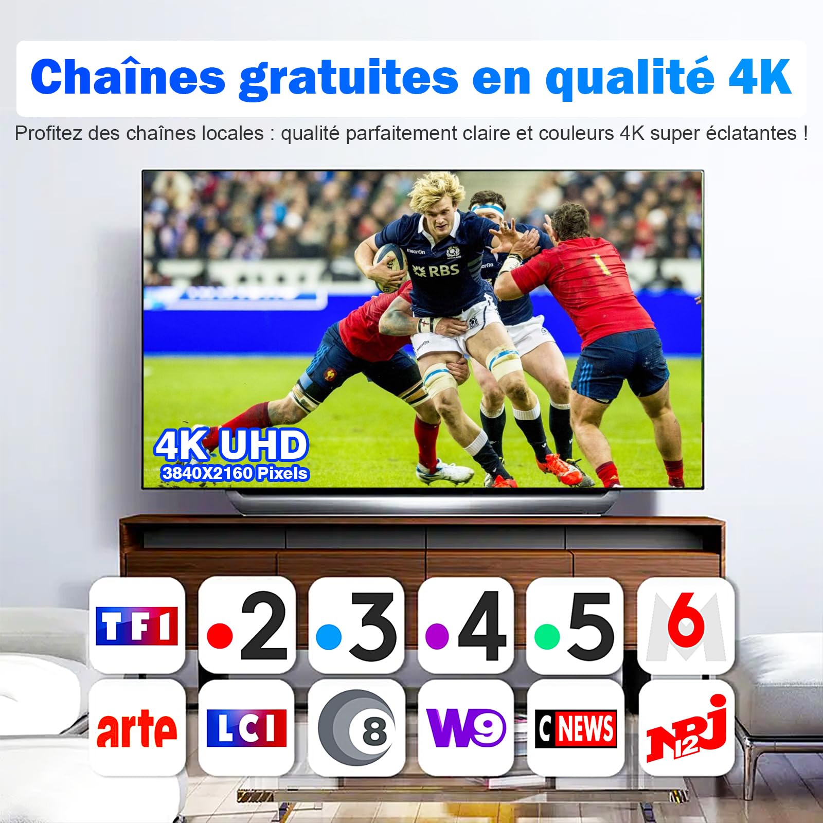 Antenna TV esterna TNT HD con amplificatore, rastrello DVB-T2 a lungo raggio a 360°, segnale digitale stabile 4K UHD, resistente alle intemperie, compatibile con Smart TV