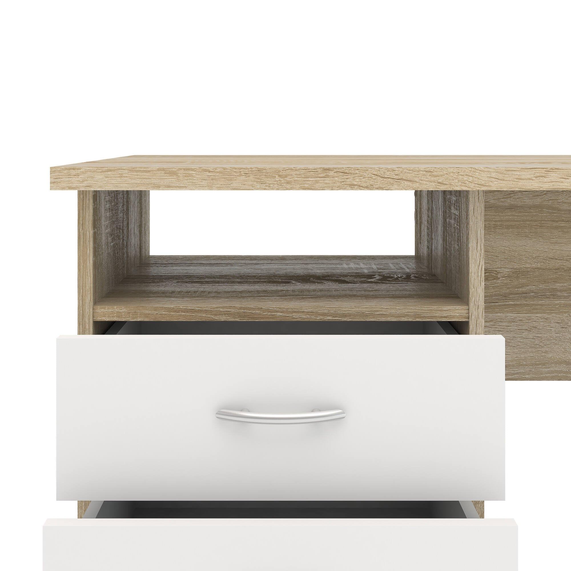 Dmora - Scrivania Priscille, Scrittoio multiuso, Tavolo per ufficio porta PC, Piano di lavoro, 120x48 h72 cm, Quercia e Bianco