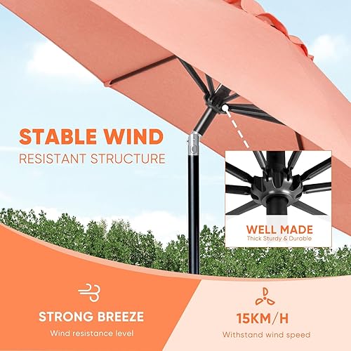 Miniatura 23 de Tempera Patio Market Outdoor Table Umbrella with Push Button Tilt and Crank,Large Sun Umbrella with Sturdy Pole&Fade resistant canopy,Easy to set