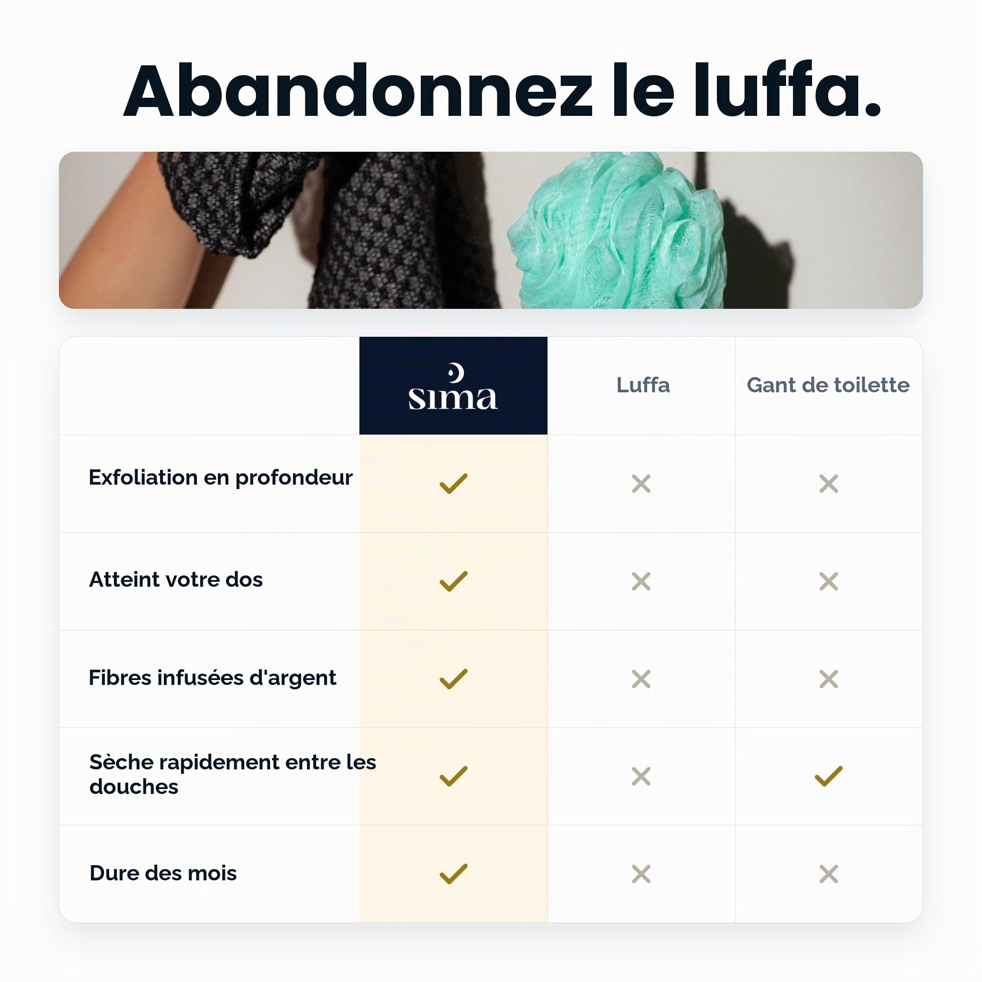 Gant de Toilette exfoliant pour Le Visage et Le Corps – Exfoliante Japonaise avec Fibres hexagonales, exfoliante pour Le Corps avec 2 côtés pour frotter et Laver, Serviette Extra Longue (Noir)
