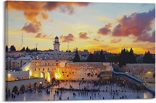Middle East Religious Holy City Jerusalem Wailing Wall Poster Canvas Painting Print Wall Art Modern Living Room Kitchen Posters Bedroom Room Aesthetics Decor 16x24inch(40x60cm) Frame-style