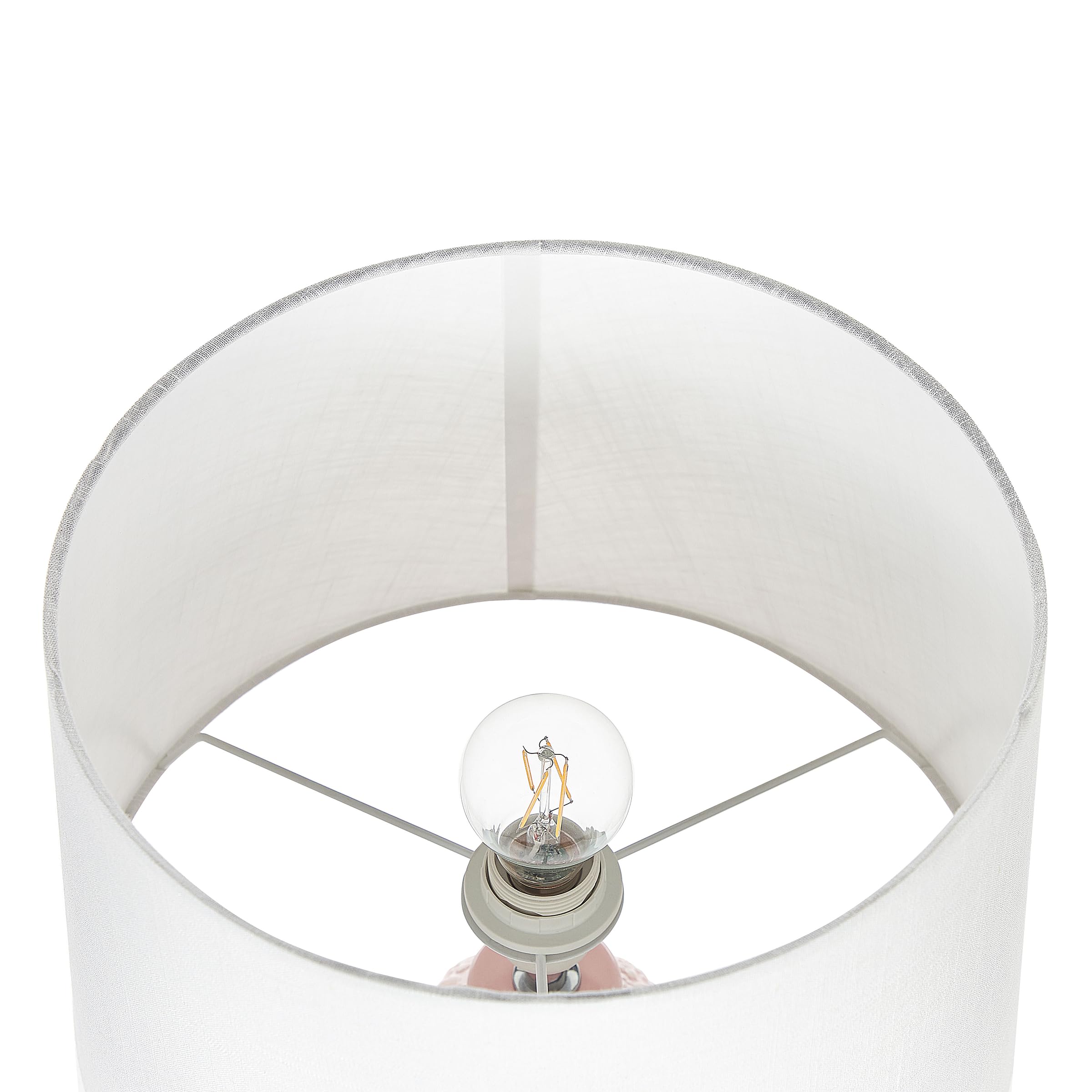 Beliani Lampada da tavolo base in ceramica rosa paralume in tessuto bianco 56 cm boho rustico boho