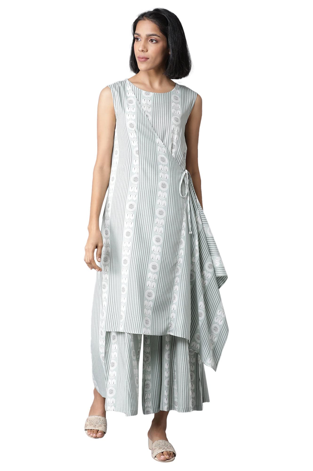 W for WomanLight Purple Angrakha Jumpsuit In Round Neck