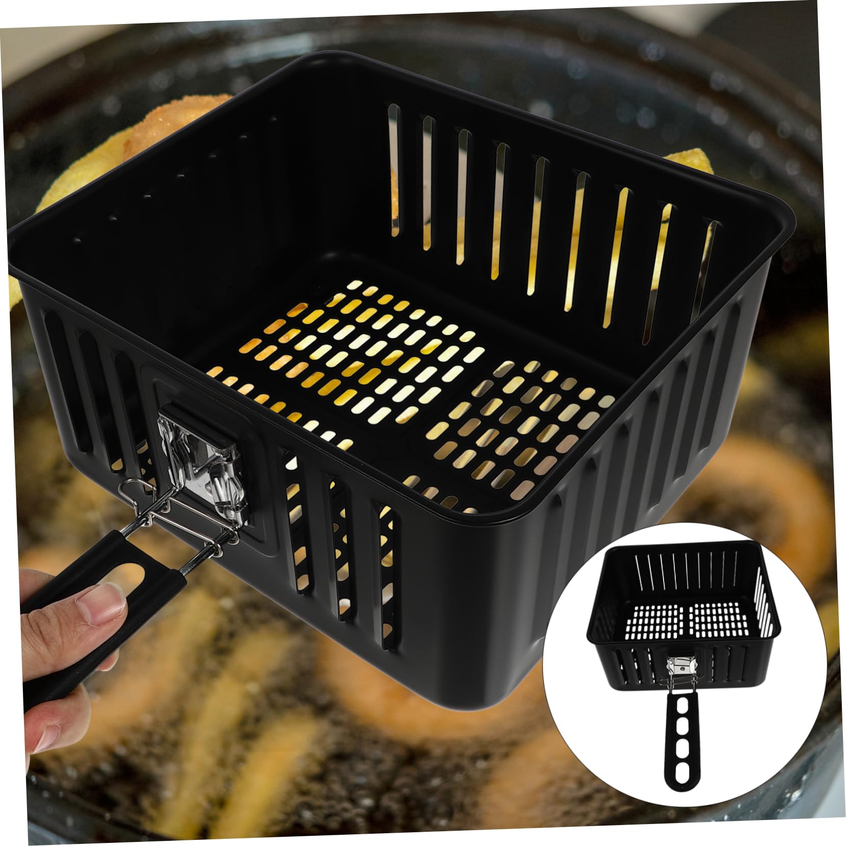 TOYANDONA Cesta para Asar y Freír Alimentos Utensilio De Cocina Mango Ergonómico Resistente Al Agua y Fácil De Limpiar