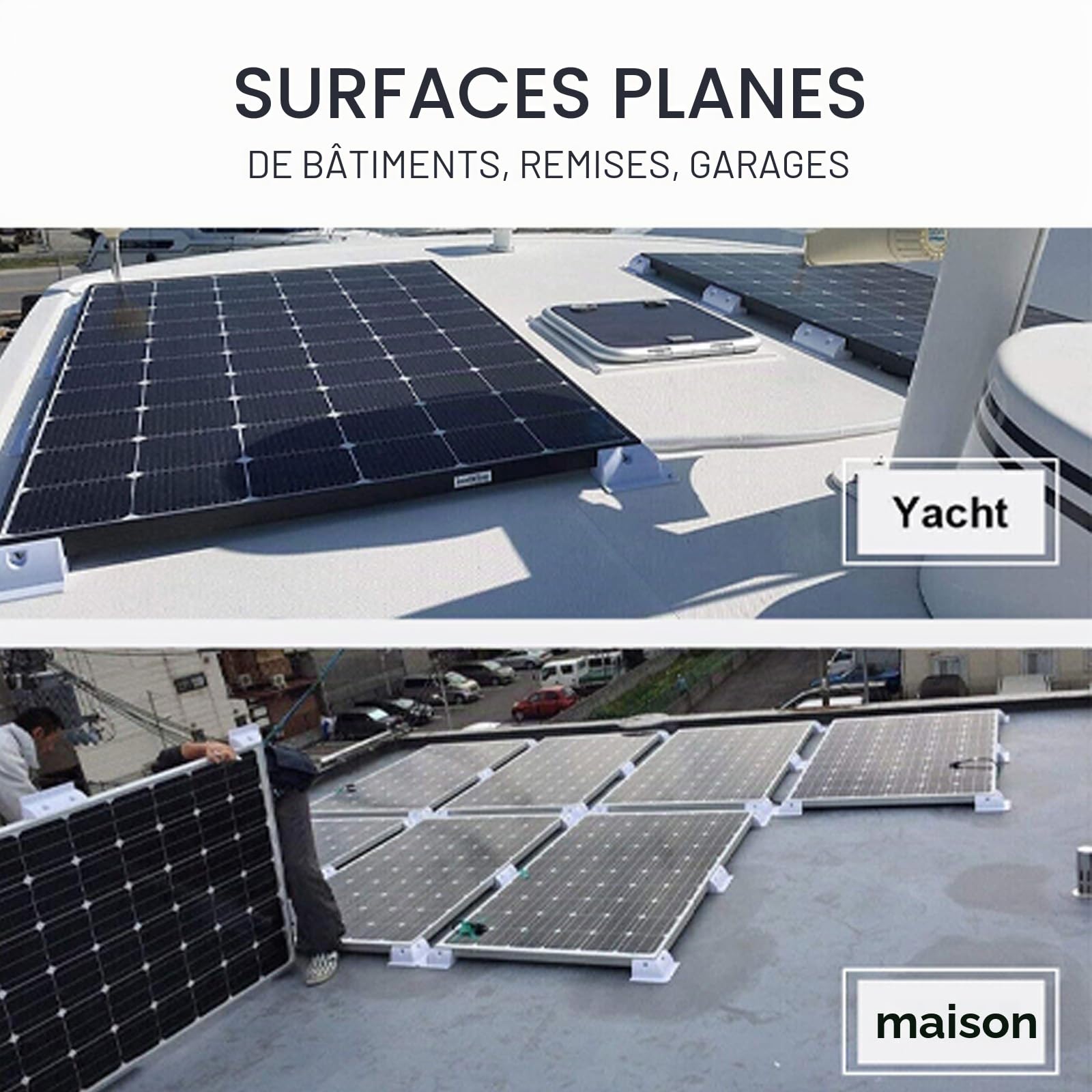 enjoy solar passe-câble double en ABS Spoiler de maintien du module solaire en noir, idéal pour les camping-cars Caravanes Bateaux
