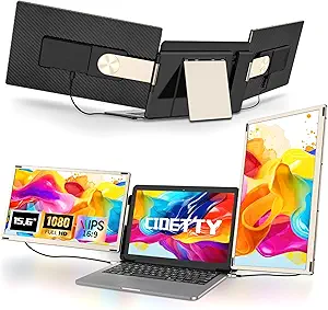 Laptop Screen Extender Portable, Detachable 15.6" FHD 1080P Portable Monitor for Laptops, Triple Laptop Monitor Extender compatiable with Windows, Mac, Android, Chrome, Switch & PS