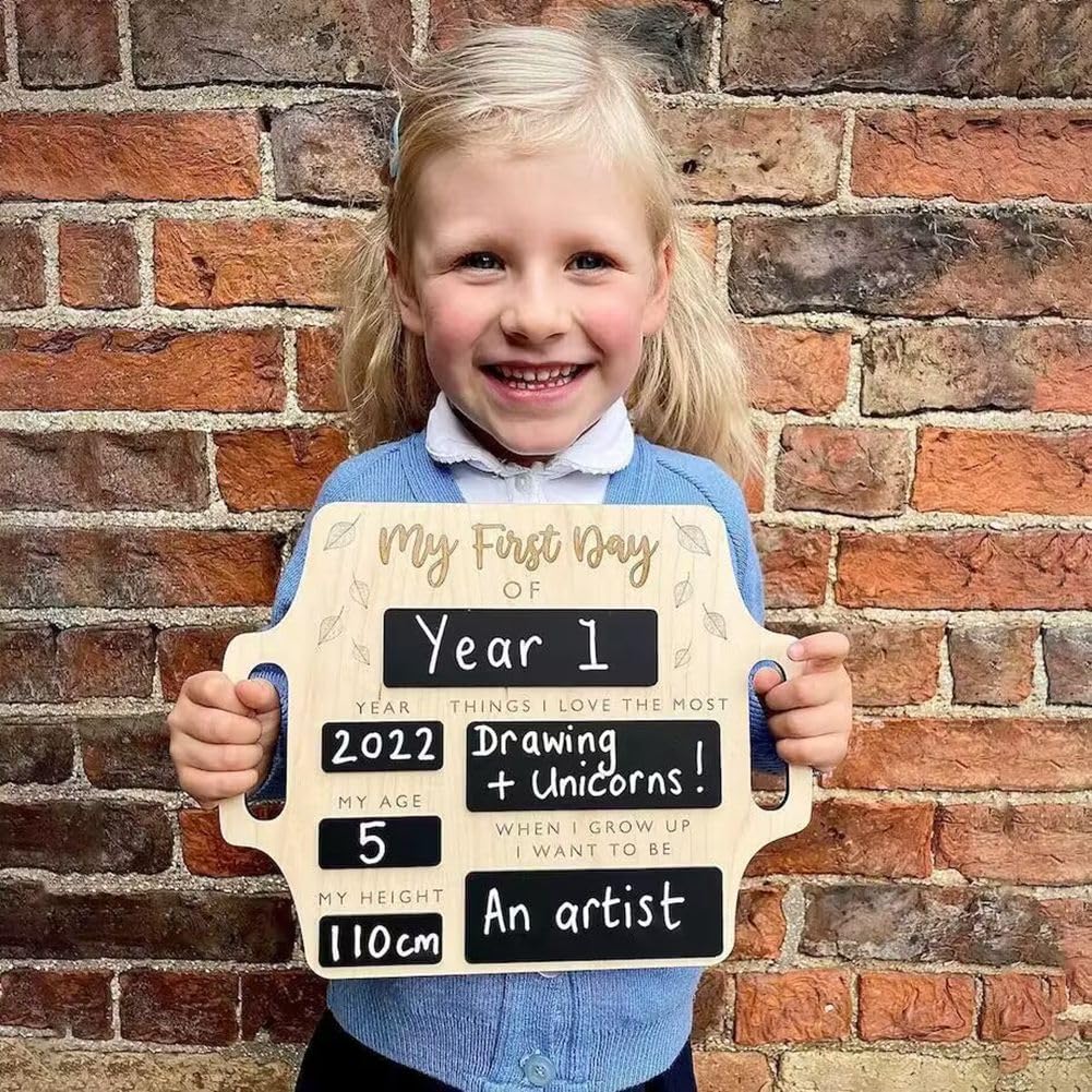 Eleqldwen First Day of School Sign, Reusable Memory Photo Board with Handles for Starting Nursery Preschool - Image 2