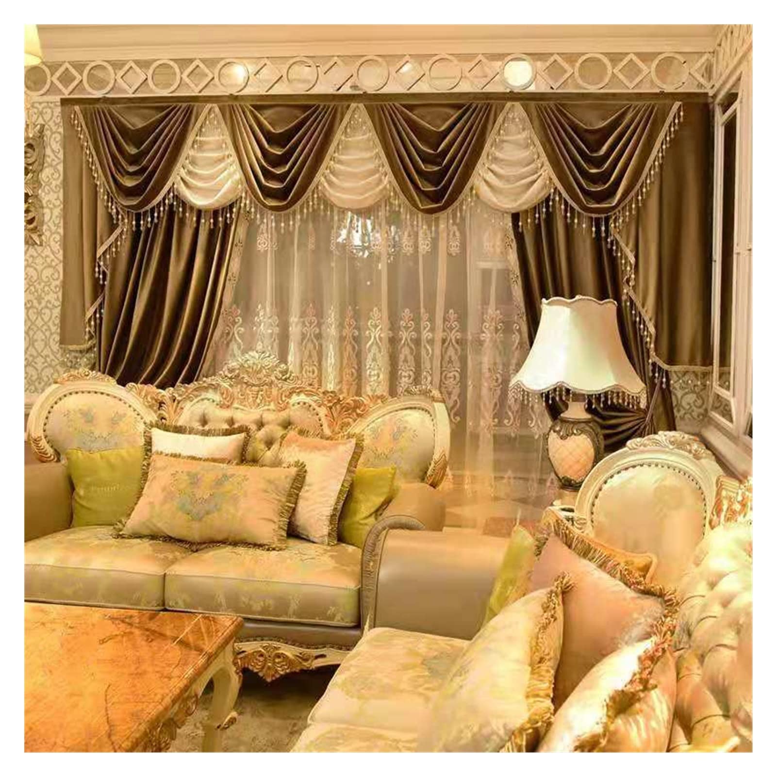 Amazon｜カーテン 居間のためのカーテン贅沢な宮殿のシンプルな