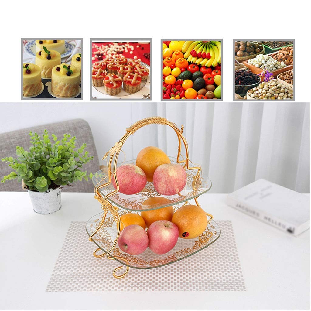 Corbeille De Fruits pour La Cuisine Assiette De Fruits Européenne Créative Personnalité Assiette De Fruits en Verre Double Table De Salon Hôtel Plat De Bonbons Bol De Fruits/Bols De Fruits