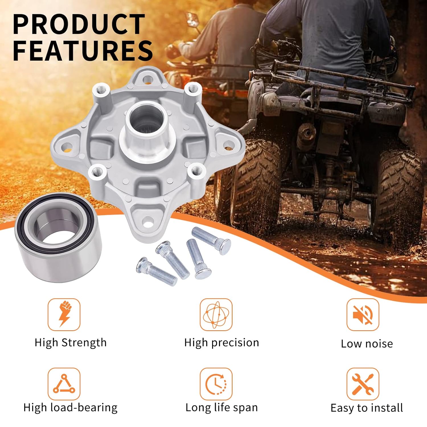 Rear Wheel Hub Repair Kit Compatible with Polaris ACE 500 700 Ranger 500 570 700 800 Crew TM XP RZR 4 570 800 S800 Sportsman 400 450 500 550 570 700 ETX SP X2 5135113 3514635 7518378