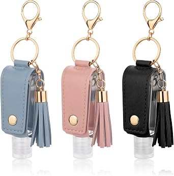 3PCS Hand-Sanitiser Holder Keychain 30ml/1oz | Portable Mini Hand-Sanitisers Case Keychain for Travel Lotion Liquid Soap Shampoo Empty Bottle