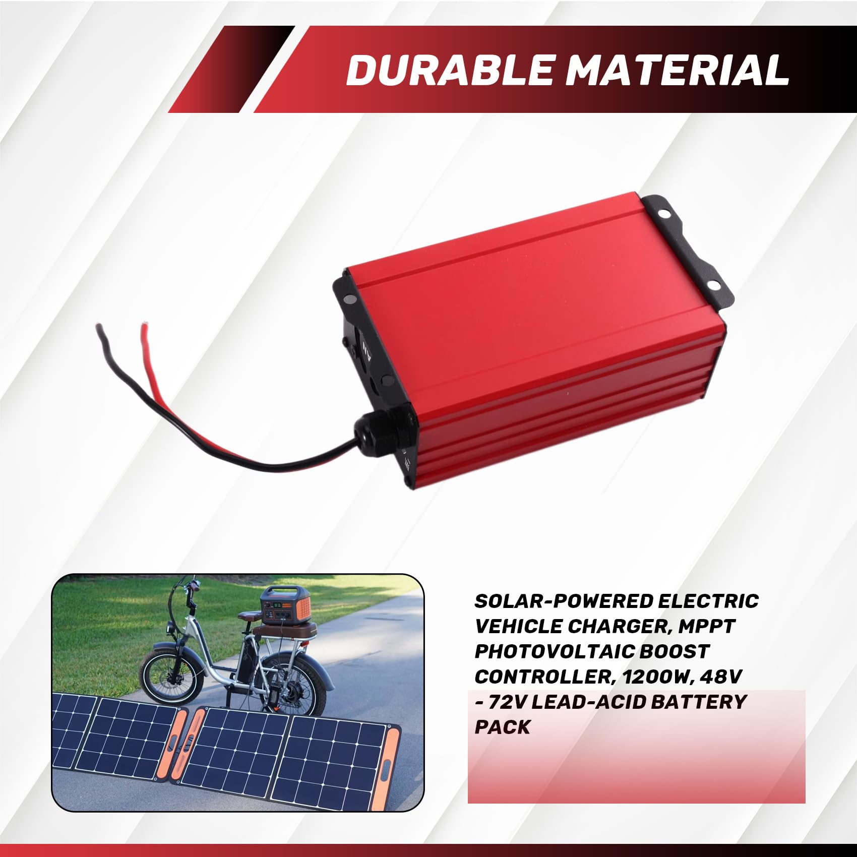 Cargador Solar para Vehículo Eléctrico, Controlador de Sobrecarga Fotovoltaica MPPT 1200W 48V-72V para Batería de Plomoácido y Litio