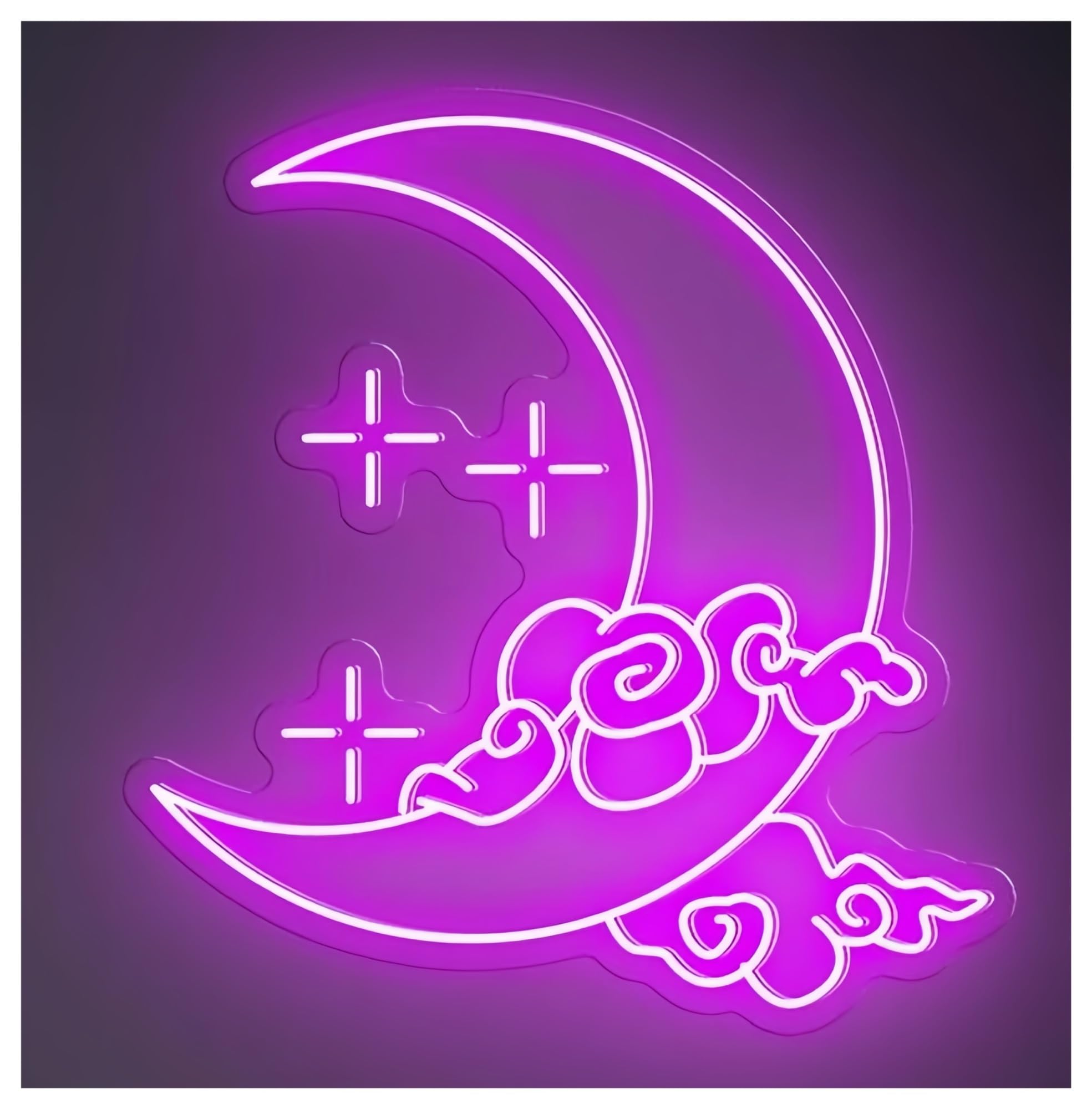 SHOUXI Sign Lamp Moon Cloud Star Neon Sign Art Wall Decor Bedroom Home 38cm(C)