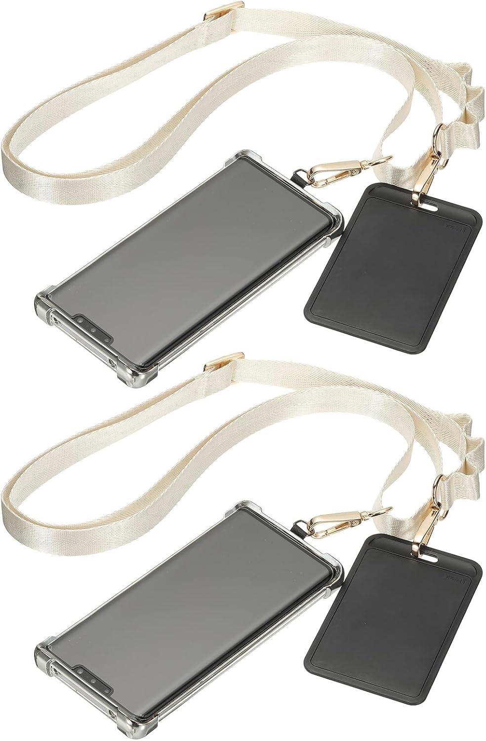 PATIKIL Universal Cell Phone Lanyard, 2Pcs Adjustable Crossbody Phone Strap Anti-Theft Polyester Neck Lanyard with Patches for Concerts Gym Travel Secure Hands-Free Carry, White