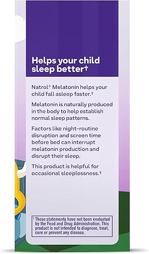 Miniatura 12 de Natrol Tabletas de melatonina de disolución rápida para niños, con bálsamo de limón, suplemento para niños de 4 años en adelante, sin medicamentos,