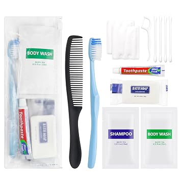 Pack of 50 Basic Toiletry Kits, Hygiene Kit Bulk, Individually Packed, Homeless Care Package Supplies Travel Size Toiletry Kit for Men Women Charity Reusable Toiletry Bag