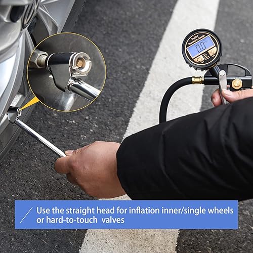 Miniatura 7 de Portabrocas neumáticas FNPT de doble cabezal de 14 pulgadas, portabrocas para neumáticos de alta resistencia para camión RV para inflador,