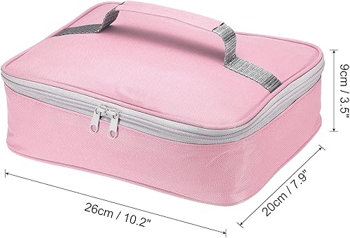 Miniatura 2 de PATIKIL Lonchera aislada de 10.2 x 7.9 x 3.5 pulgadas, lonchera impermeable con asa, bolsa de almuerzo portátil para almacenamiento de alimentos