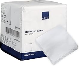 ABENA Wound Gauze 100 Pack 10 x 10cm Non-Sterile Soft Absorbent Gauze for Wound Dressings Non-Adhesive Wound Dressings