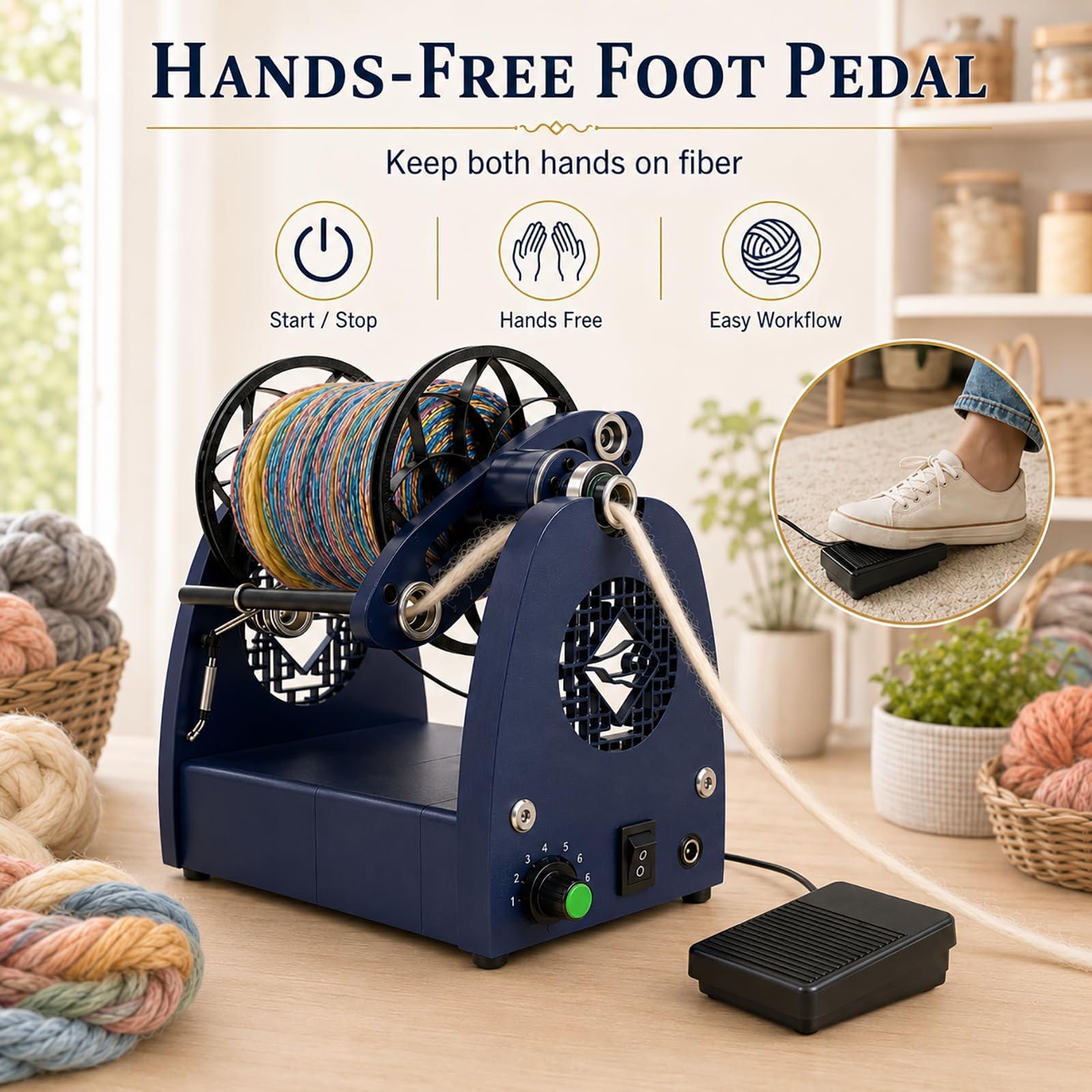 Filatoio Elettrico, Filatrice con Pedale e 3 Bobine