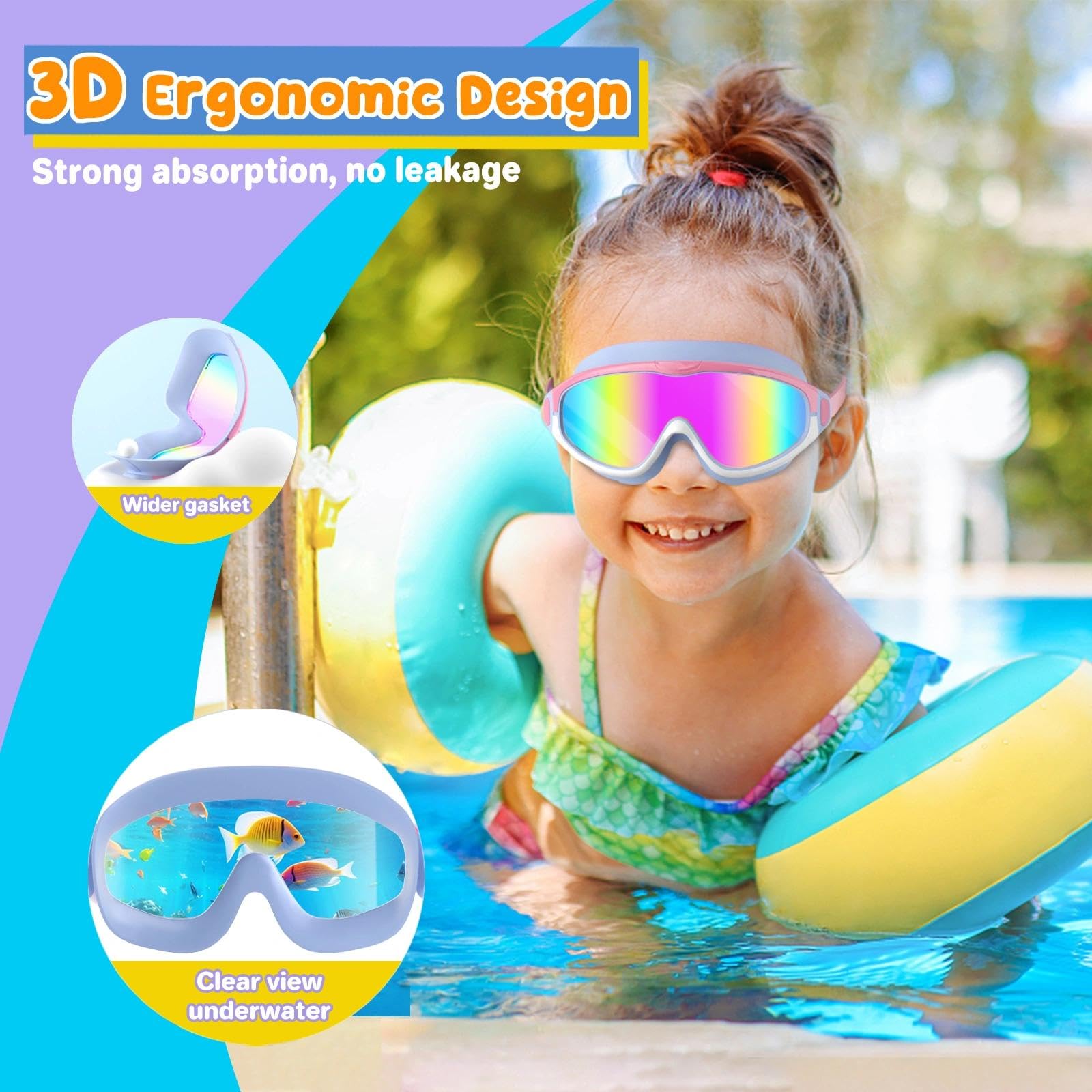 COOLOO Gafas de natación para niños de 4 a 16 años, 2 unidades