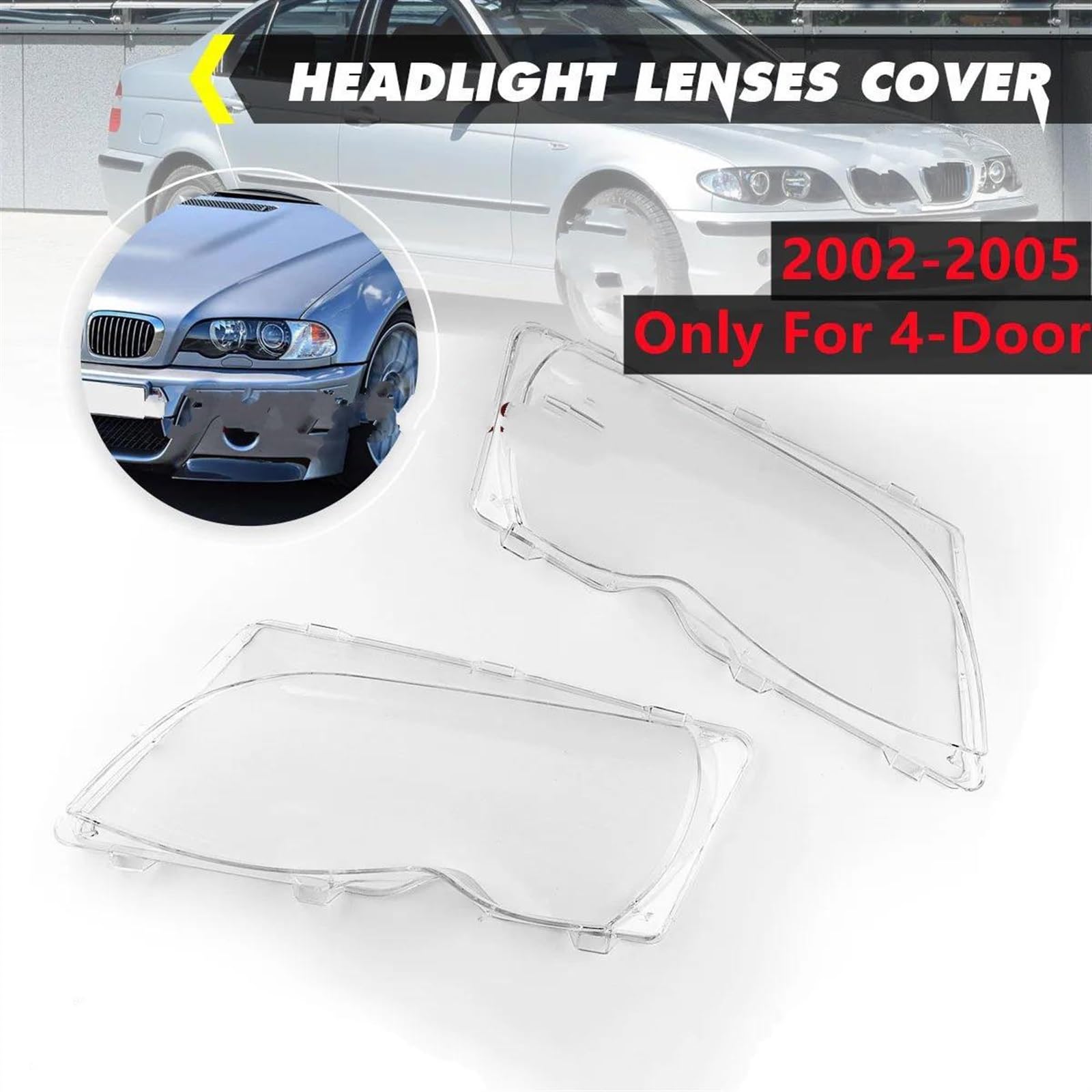 nongyo Compatibile con BMW Serie 3 E46 Facelift per Touring 4 Porte 2002 2003 2004 2005 E39 Coprifaro Paralume per Fari Auto Lente Trasparente Coprifaro Auto Lente Fari Caps(Set)